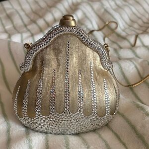 Judith Leiber Gold and Silver Crystal Clutch